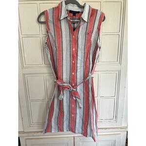 NWT Tommy Hilfiger size 6 sleeveless linen blend striped dress